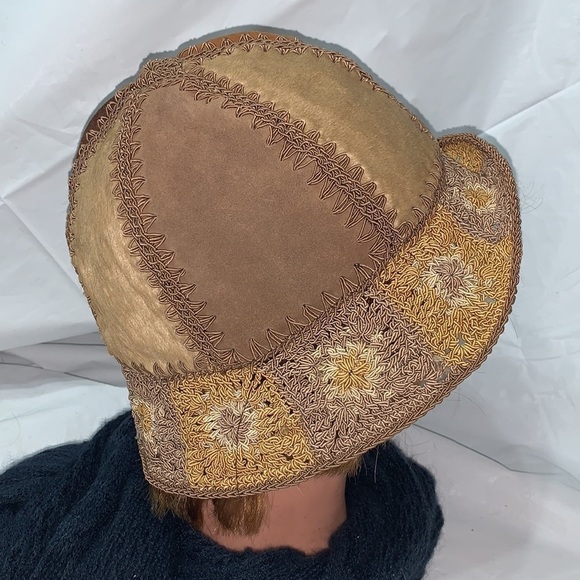 PATCHWORK Leather, Suede and animal hair with woven  brim Hat - Picture 4 of 5